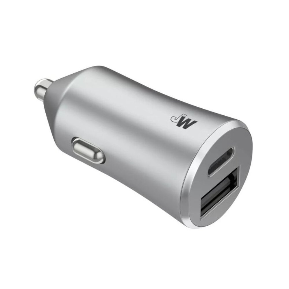 Just Wireless 3.4A Dual Port USB-A and USB-C Car Charger Gray